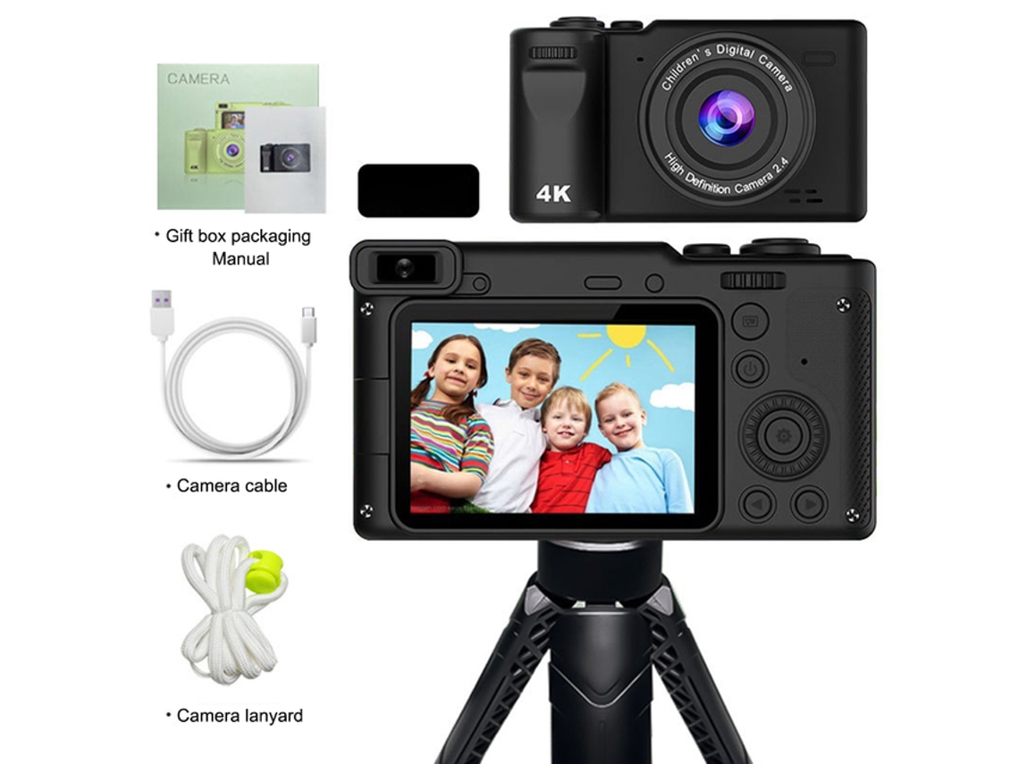 Cámara compacta Eifson CCD HD 1080 de doble lente (negra)