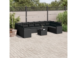 Conjunto de sofás de jardín de 11 piezas DKD Home Decor con cojines de mimbre negros