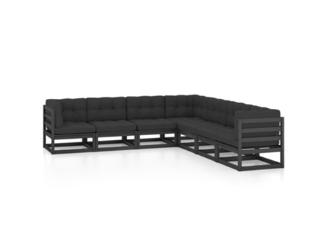 Conjunto 7 de muebles de jardín VIDAXL y cojines madera maciza pino