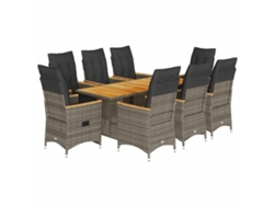 Maison Exclusive - Set Comedor Jardín 9 Pzas Y Cojines Ratán Sintético Gris
