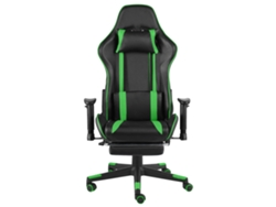 Silla giratoria para videojuegos con reposapiés, PVC verde.