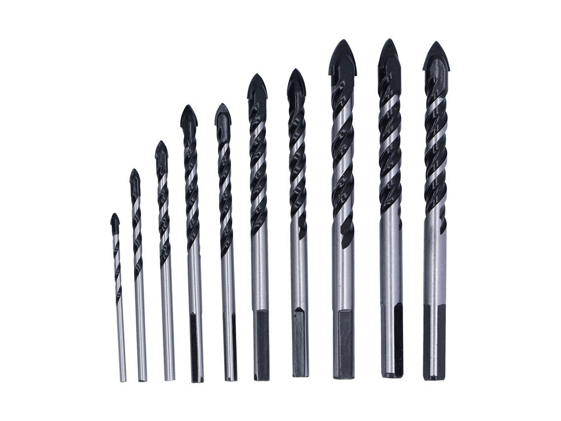 10 Brocas Para Mampostería Con Puntas De Carburo Industrial Para Azulejos, Ladrillos, Cemento Y Hormigón, Con Estuche.