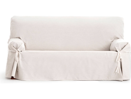 Funda impermeable estilo lazos para sofá de 2 plazas Emma (140 a 180 cm - Marfil)