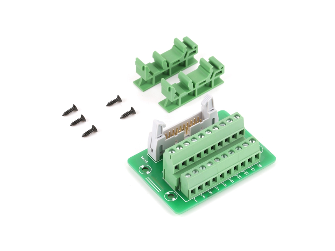 Placa De Breakout De Conector Terminal De 20 Pines Macho Idc20p Con Soporte Para Interfaz Plc