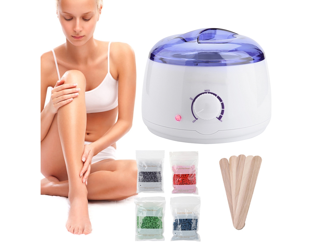 Kit Calefactor De Cera Eléctrico Con 400g De Frijoles De Cera Y 5 Espátulas Depilatorias