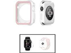 Carcasa Military + Correa SportyStyle + Protector de Hydrogel PHONECARE Apple iWatch Series 4 - 44mm Rosa y Blanco