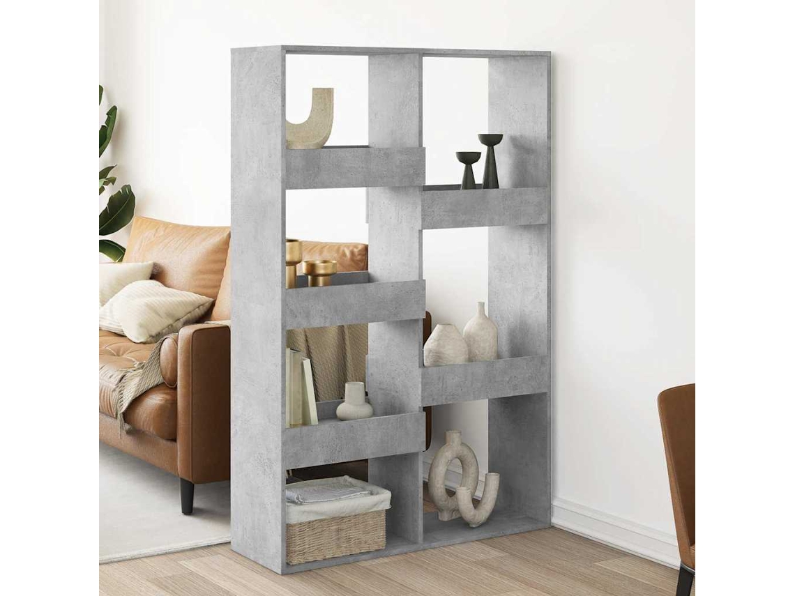 Biombo plegable | Separador de ambientes 100x33x155,5 cm, color gris cemento, derivado de la madera.