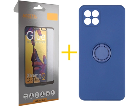 Carcasa + Protector de Pantalla para Huawei P40 Lite ACCETEL Azul Oscuro