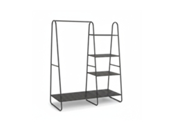 Perchero Relaxdays De Metal, 5 Estantes, Barra Para Colgar, (h X B X T): 150 X 100 X 39 Cm, Abierto, Negro