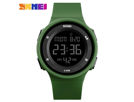 Reloj electrónico LED deportivo digital para hombre y mujer, resistente al agua, con alarma y luz trasera, color verde LUUCOZK