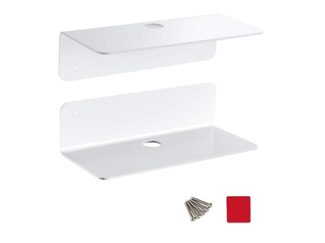 Estantería De Pared Acrílica Autoadhesiva Para Almacenamiento Y Exhibición, Color Blanco - 2 Unidades