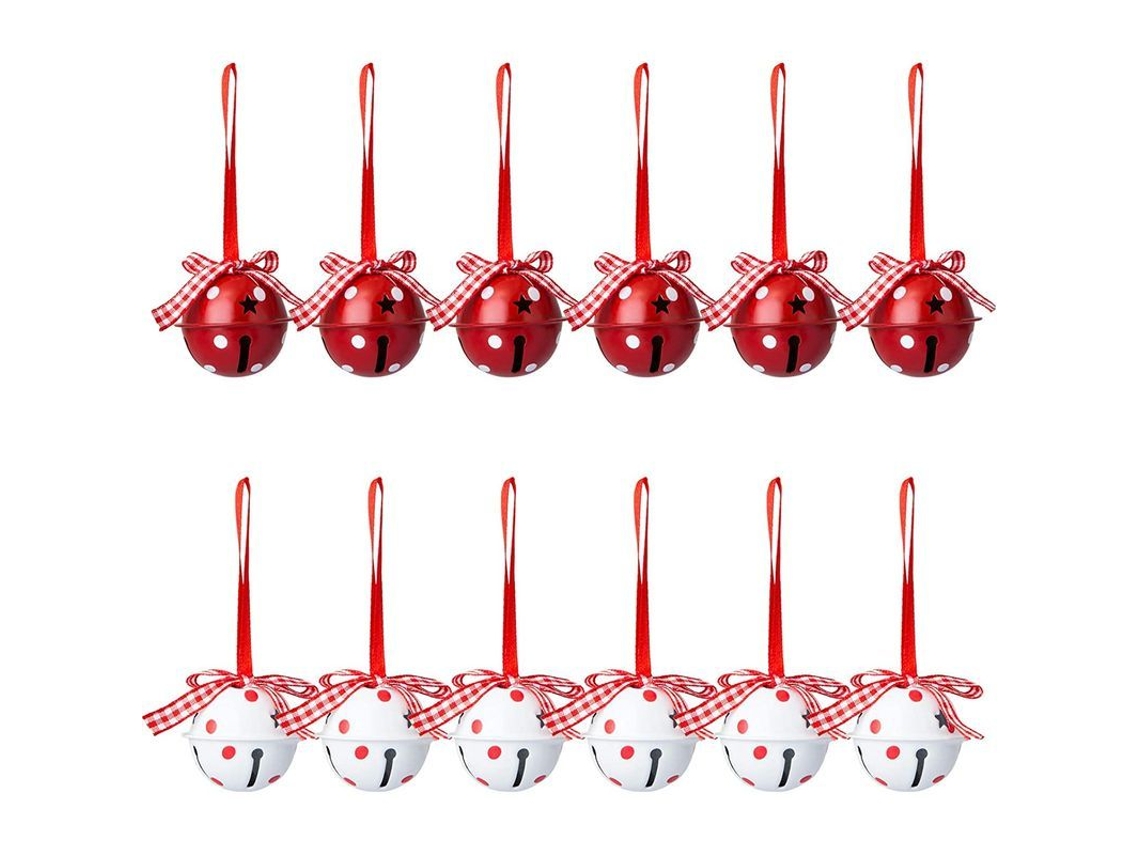 12 Cascabeles Navideños De Hierro Con Recortes Estrella Para Decoración De Árbol Y Fiestas