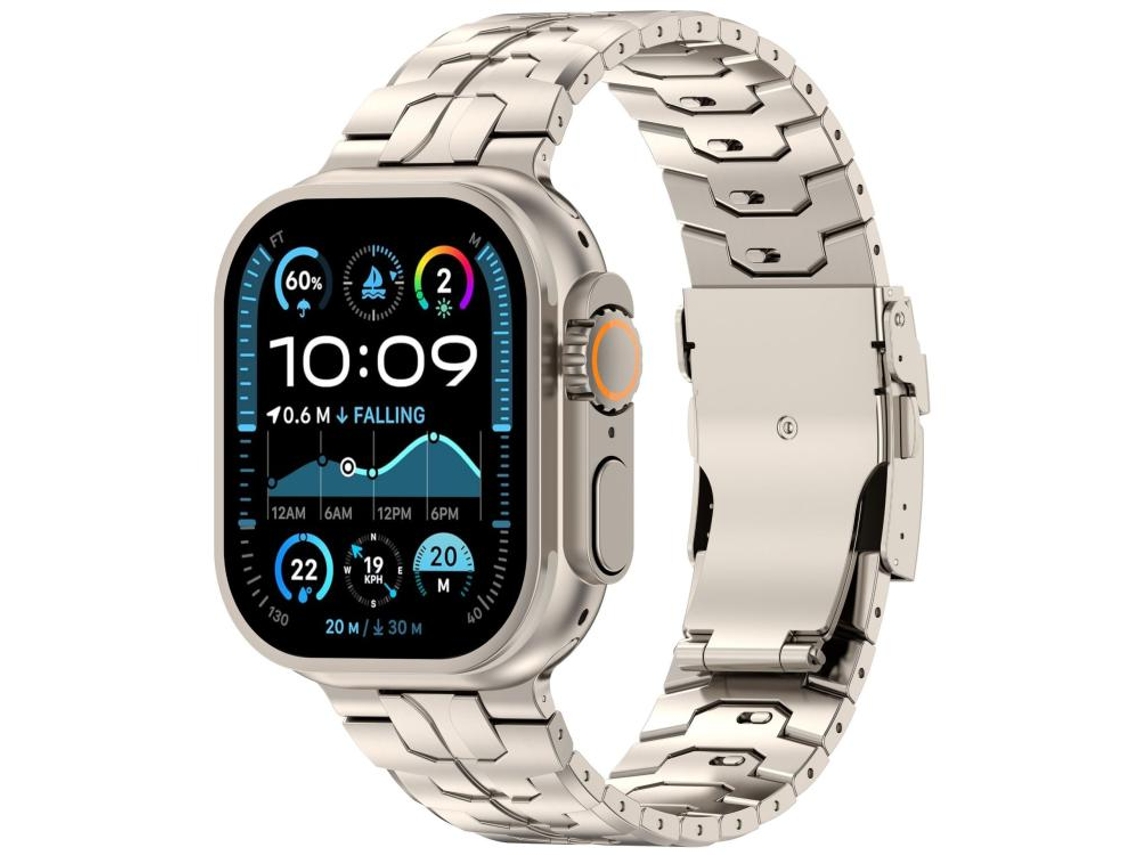 Correa de titanio FWINL para Apple Watch de 42/41/40/38 mm con cierre de seguridad extraíble
