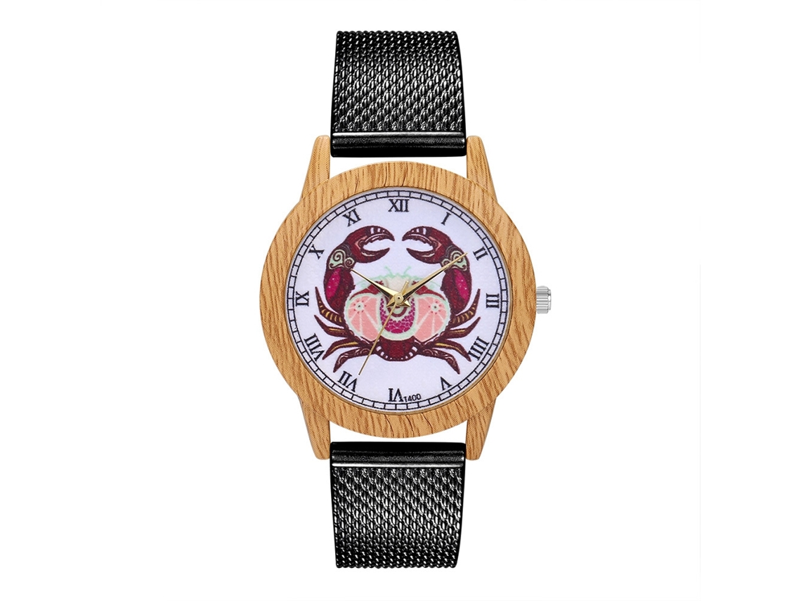 Reloj De Cuarzo Con Correa De Silicona Patrón Cangrejo Dial Redondo Unisex Casual Zhoulianfa (negro)