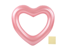Flotador con forma de corazón, 120 cm, PVC resistente, dorado y rosa.