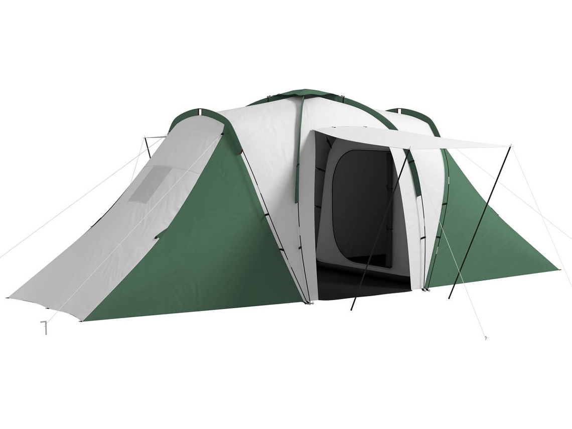 Tienda de campaña OUTSUNNY (555x225x190 cm - Verde - Poliéster - 6 personas)