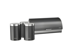 Panera de Mesa Juego 3 Botes Cocina Almacenaje, BRIEBE, BRI-BB1161GRY, Gris, Acero Inox