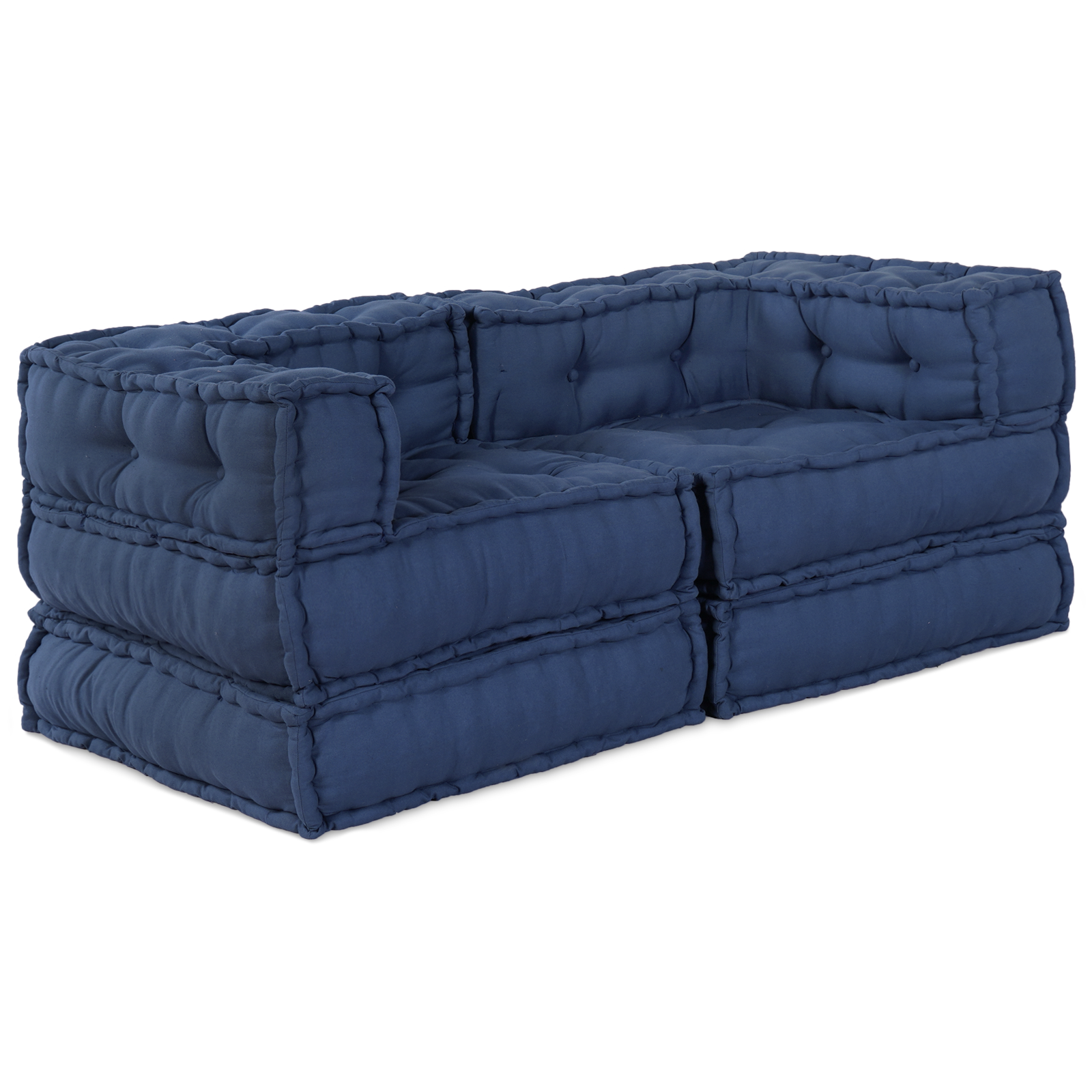 Conjunto 2 Poufs Modulares En Tela Índigo Vidaxl Azul Poliéster