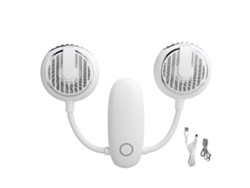 Mini ventilador multifuncional plegable de doble cabezal con USB para exteriores, con función de carga y soporte lumbar.