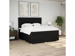 Cama Box Spring Con Colchón Tela Negro 180x200 Cm