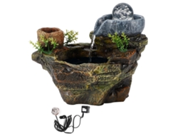 Paisaje de piedra de resina con luces LED Fontaine, decoración suculenta para el hogar