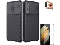 Funda, Protector y Soporte para Samsung Galaxy S21 Plus PHONESHIELD Nillkin Camshield Negro