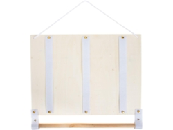 Soporte Pared Madera Natural Lazos 38x28 Fieltro Blanco Organizador Colgante Accesorios Cabello Habitaciones
