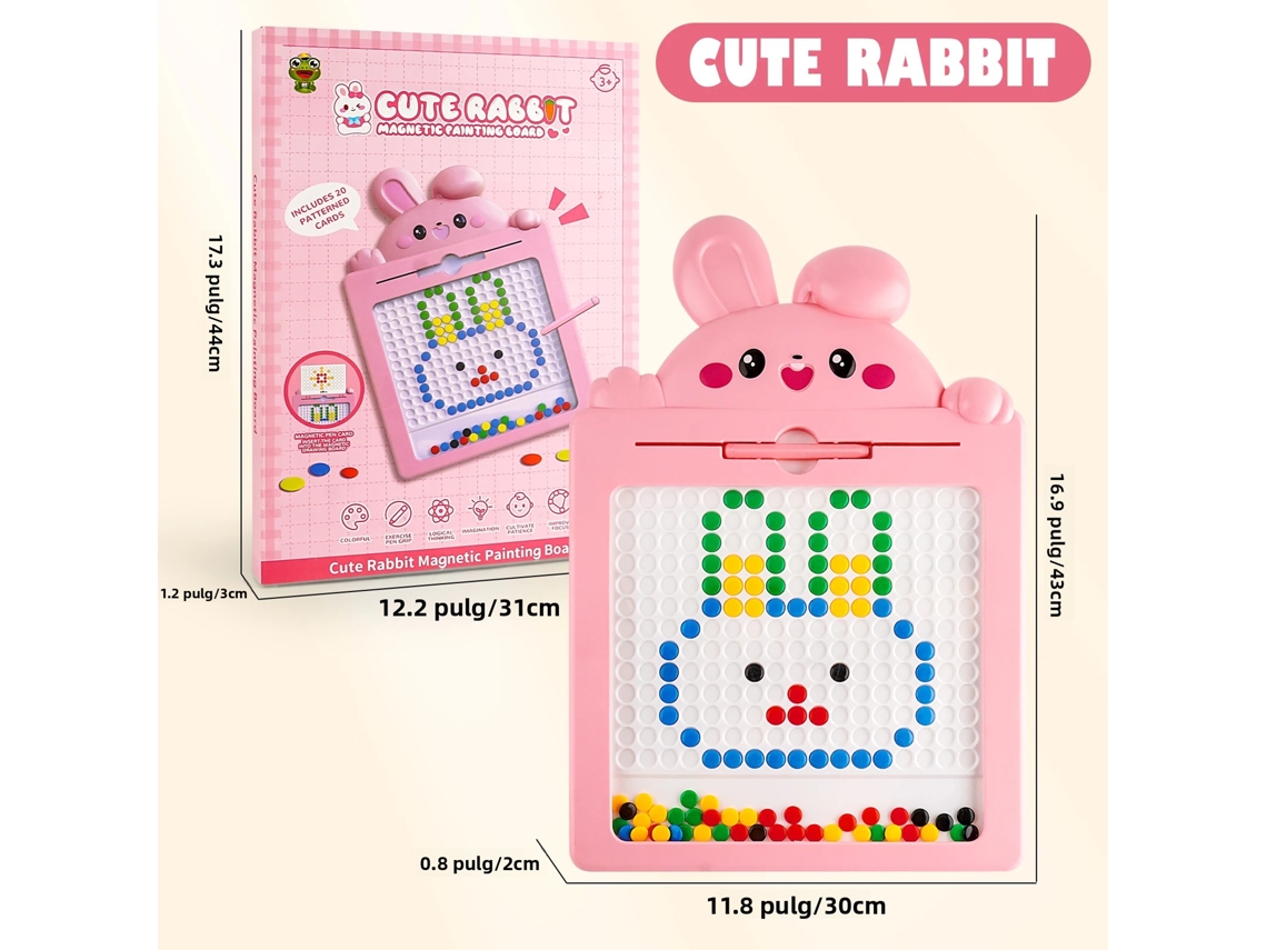 (rabbit) Lápiz Magnético Tablero De Dibujo Rompecabezas Aprendizaje Temprano Mindfulness Tablero De Juego Magnético