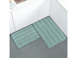Alfombra de Baño LUUCOZK Antideslizantes Absorbentes Decoración Baño Secado Poliéster Verde (51x81cm)