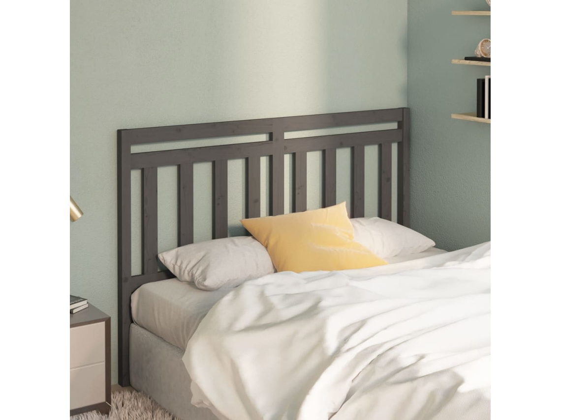 Cabecero De Cama Madera Maciza De Pino Gris 156x4x100 Cm