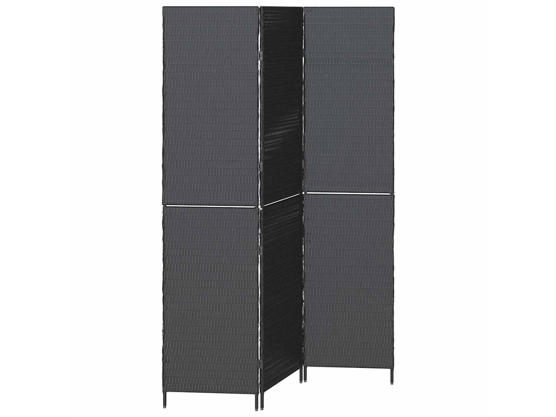 Paneles | Separador de ambientes | Separador de ambientes manual negro de mimbre de 146 x 180 cm