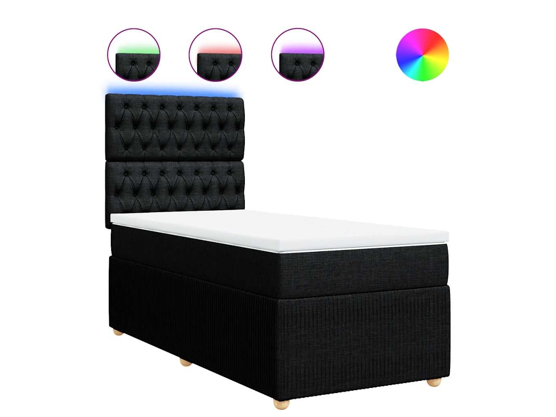 Maison Exclusive - Cama Box Spring Con Colchón Tela Negro 80x200 Cm