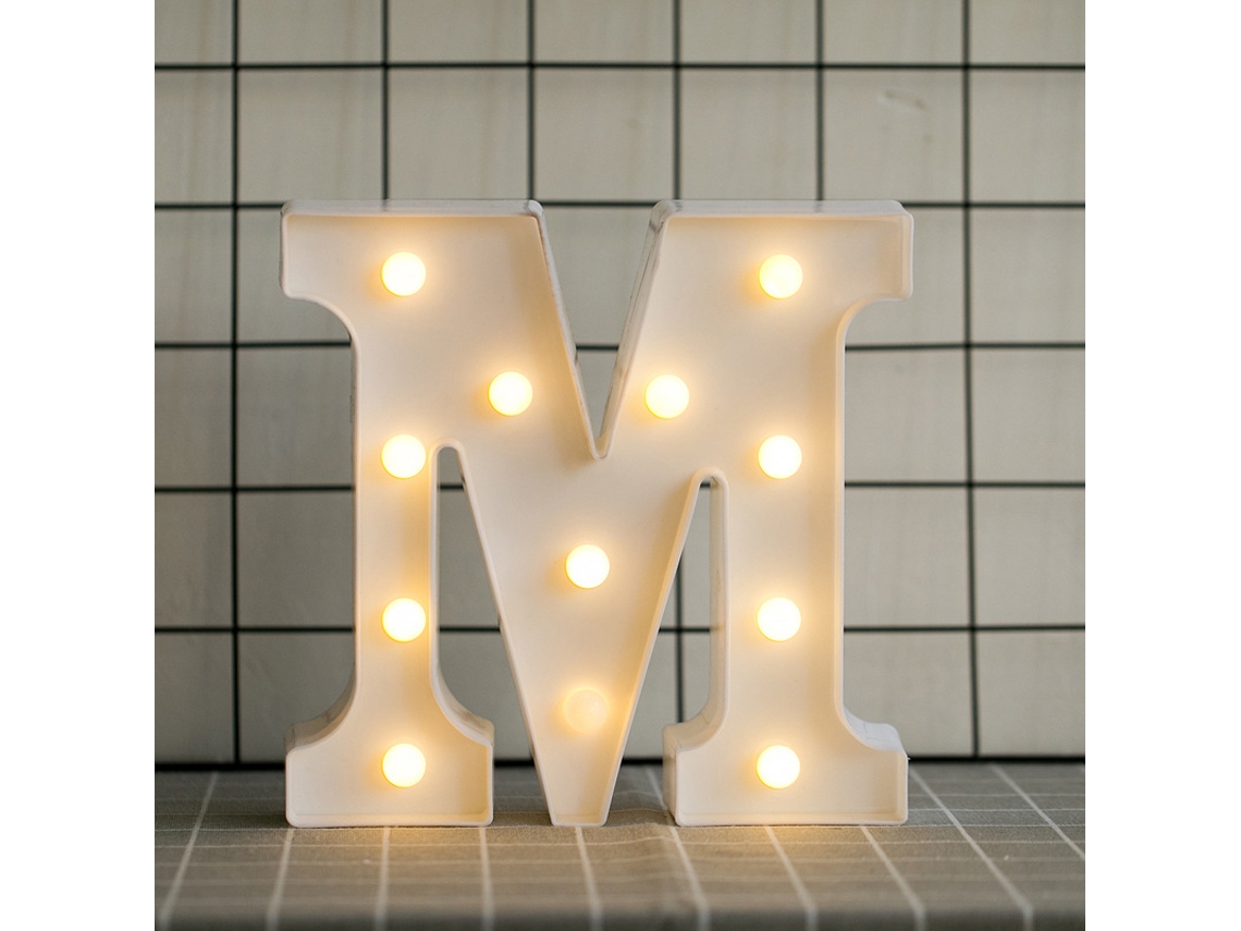 Letras del alfabeto con luz LED blanca cálida para decoración del hogar, fiestas, bares, bodas o festivales ORBITRA COMMERCE (m)