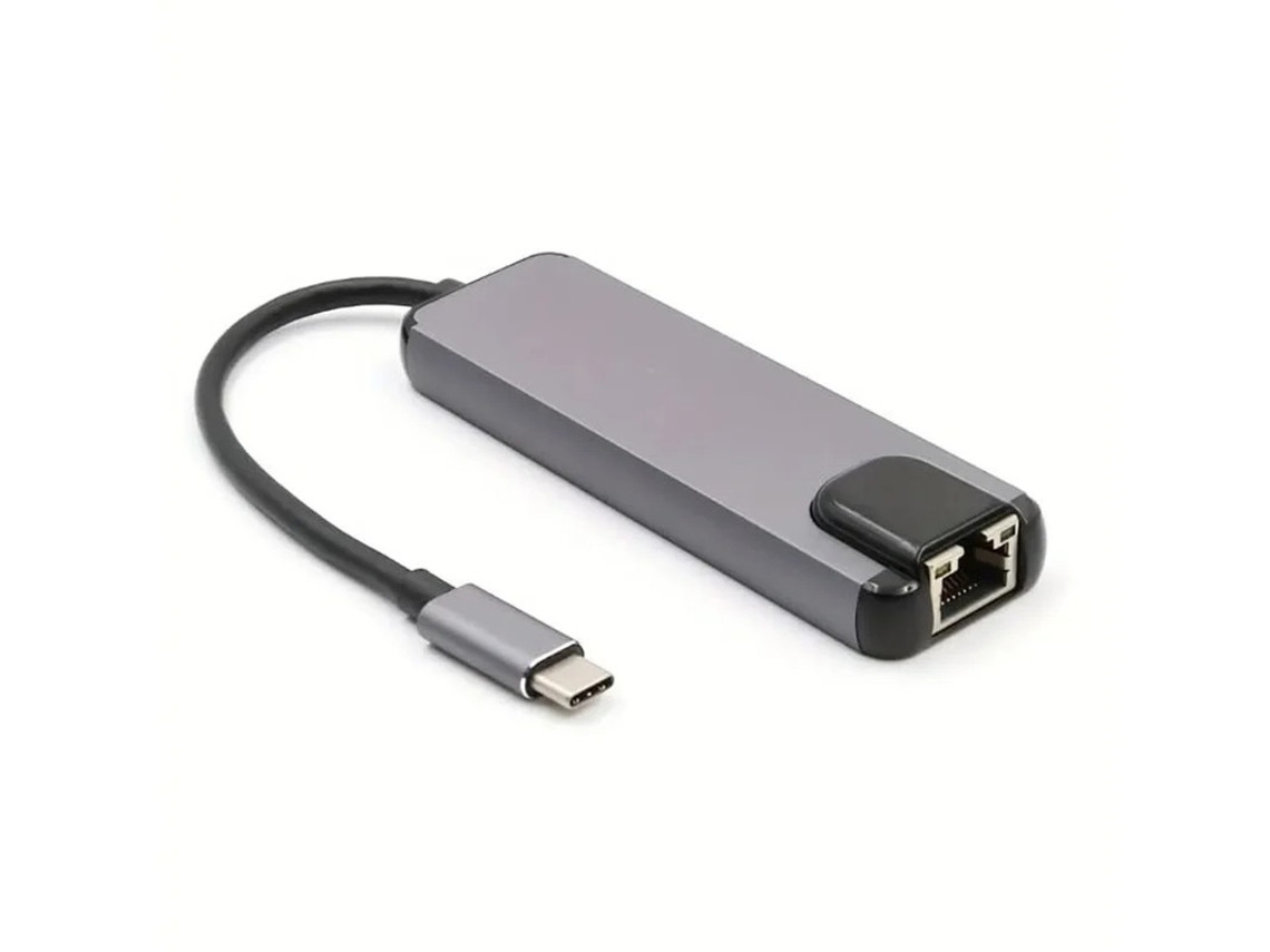 Adaptador divisor multipuerto USB C 5 en 1 RJ45 1000 Mbps 4K HDTV Hub USB con puerto Ethernet 5 en 1 RJ45 1000 Mbps USB 3.0 Aluminio C Bestvite