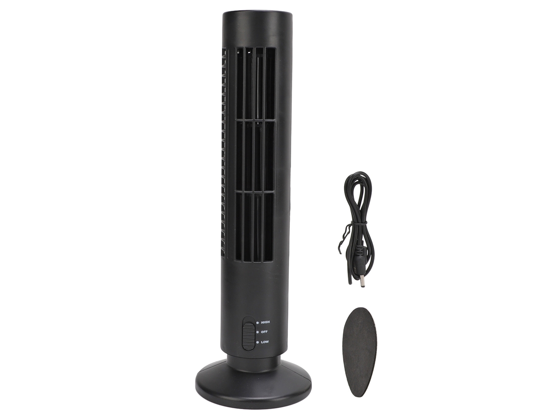 Ventilador de torre USB de 2 velocidades, silencioso, sin aspas, para refrigeración del hogar y la oficina.