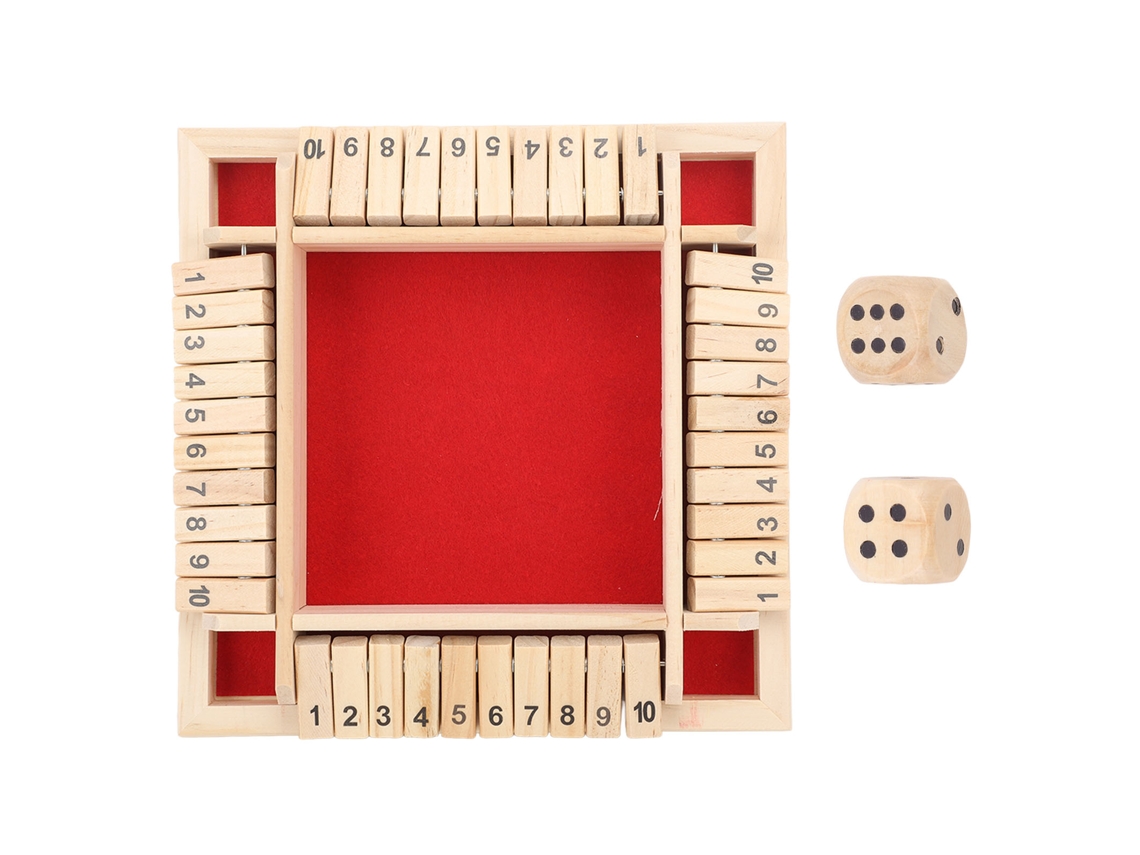 Juego De Dados De Madera "shut The Box", 4 Caras, Bandeja Educativa Para Niños Y Adultos.