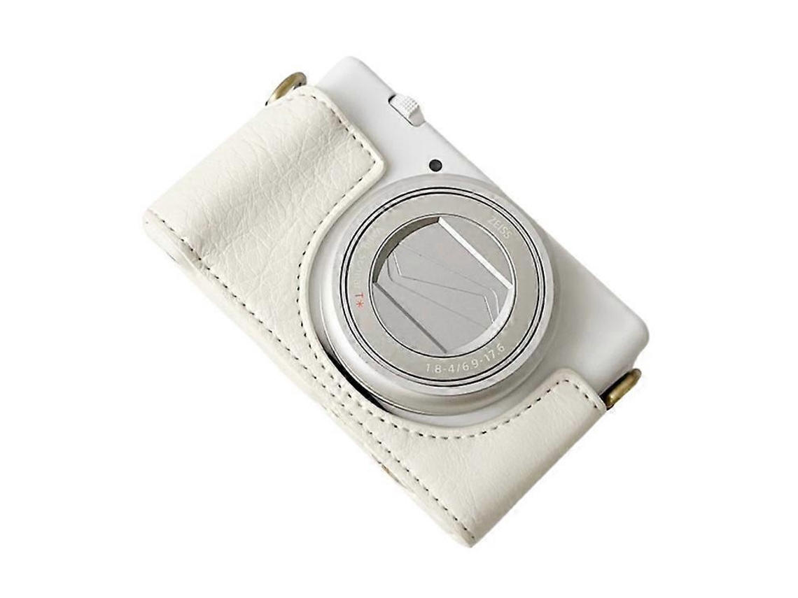 Bolsa de cuero sintético con textura de lichi para cámara Sony ZV 1 II/ZV 1M2/ZV 1F, con tapa inferior y batería fácil de reemplazar.