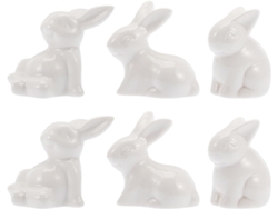 Juego 6 Figuras Decorativas Duraderas Conejos Cerámica Blanca Pascua Decoración Hogar Estilo Artístico