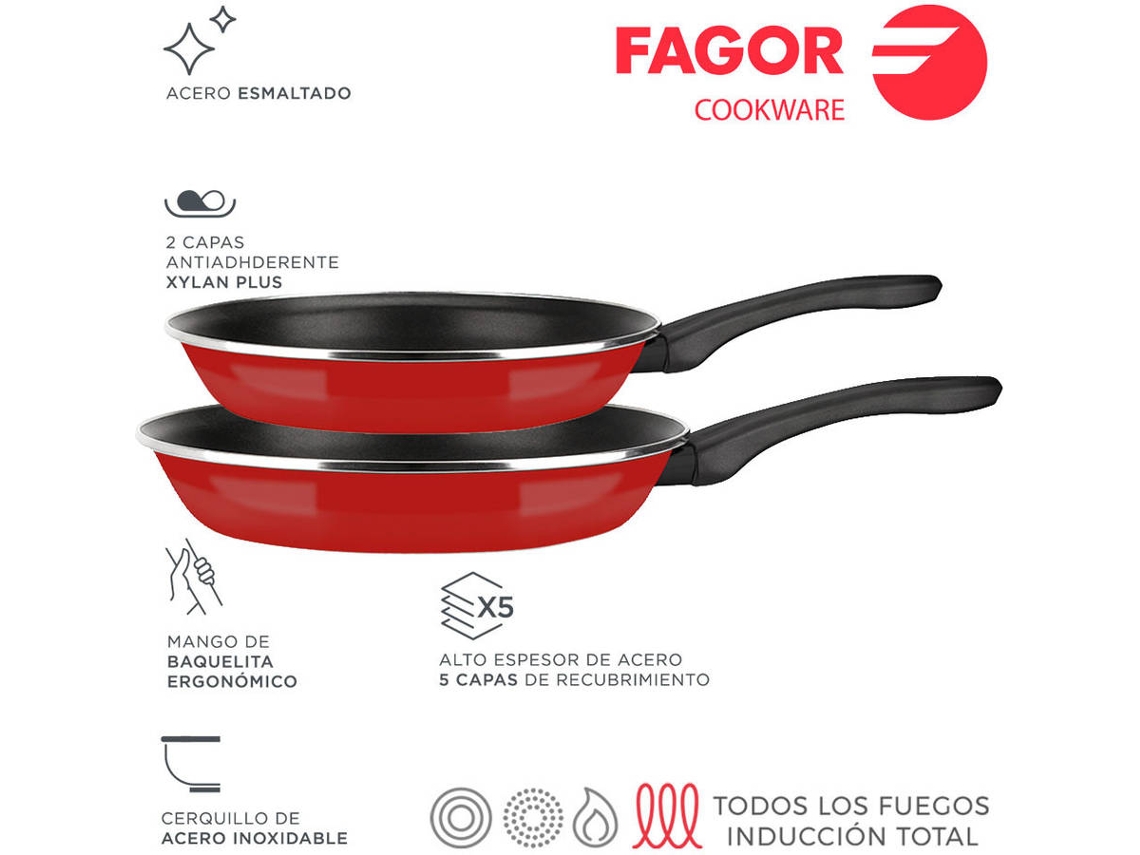 Set Sarten Optimax FAGOR 2Ud Diam.20Cm Y Diam.24Cm Rojo Mate
