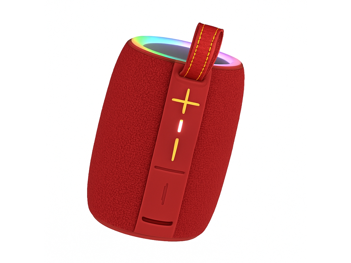 Coluna Wireless Portátil Com Luz Led 8w Sanda Sk-17 Vermelho