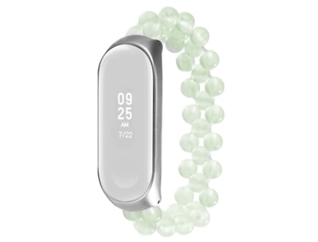 Correa metal + ágata ágata luminosa con cuentas para Xiaomi Mi Band 3/4 - blanco