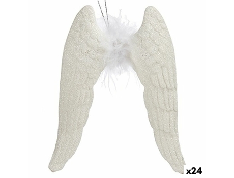 Conjunto de Adornos de Navidad KRIST Adorno Navideño Alas Ángel Plástico Blanco - 24un (2.5x12.5X15cm)