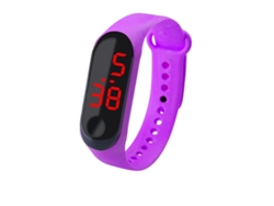 Reloj digital con pantalla LED, pulsera electrónica para fitness y deporte con control mediante un solo botón.