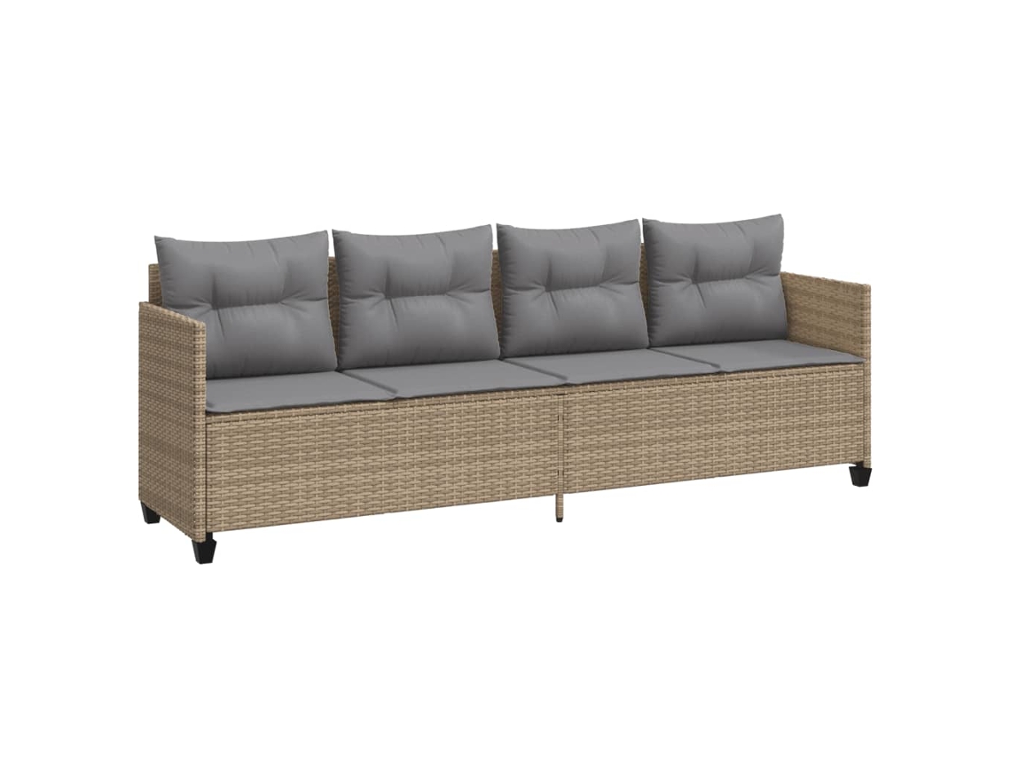 Chaise longue de mimbre beige con cojines EXCLUSIVA MAISON