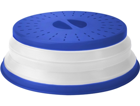 Cubierta antisalpicaduras plegable para microondas, cubierta para microondas para alimentos, silicona y plástico sin BPA - Azul
