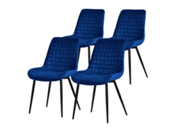Juego de 4 Sillas de Cocina Tapizadas en Terciopelo Azul Oscuro ML-DESIGN