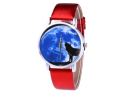 Reloj De Cuarzo Casual Unisex Con Correa De Cuero Pu Rojo Para Hombres Y Mujeres
