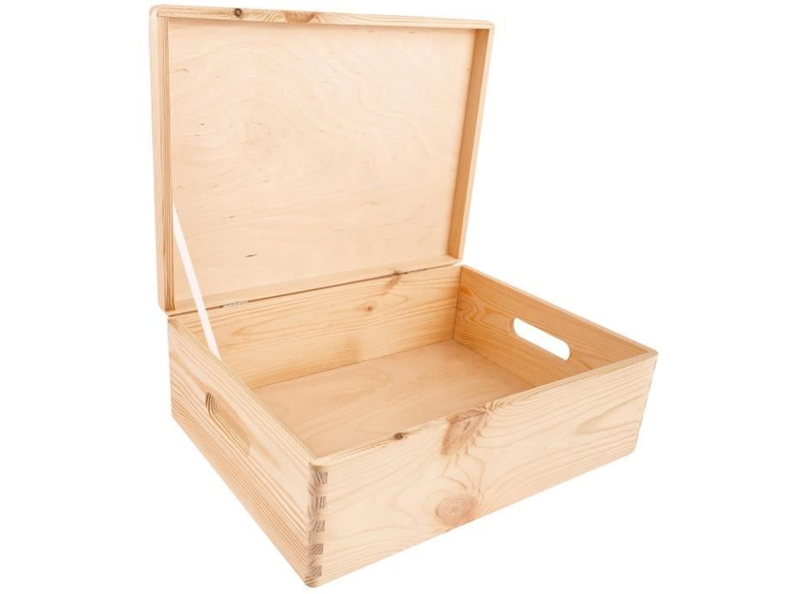 Caja De Almacenamiento De Madera Creative Deco 40X30X14Cm Caja De Madera En Bruto Y Sin Lijar Caja De Memoria CREATIVE DECO Box Trunk