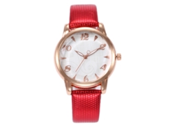 Reloj De Pulsera Vansvar Para Mujer, De Piel Sintética, Con Movimiento De Cuarzo, Estilo Moderno, Rosa Y Rojo.
