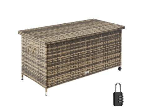 Baú TECTAKE (121 x 56 x 60 cm - Poli-Ratán - Marrón)